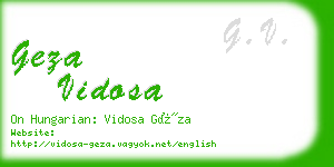 geza vidosa business card